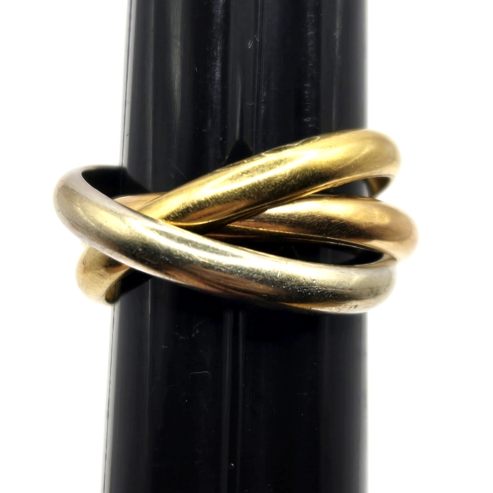 18K (750) Two-Tone 3-Band Rolling Style Ring